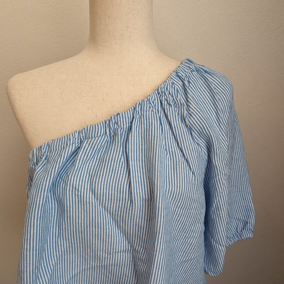 LOFT Striped One Shoulder Blouse - Picture 4 of 9